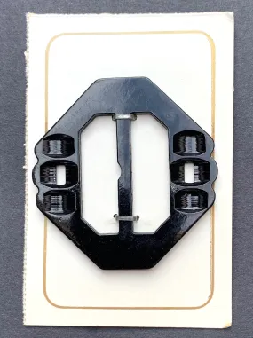 Interesting Shiny Black 8 sided Vintage Deco Buckle