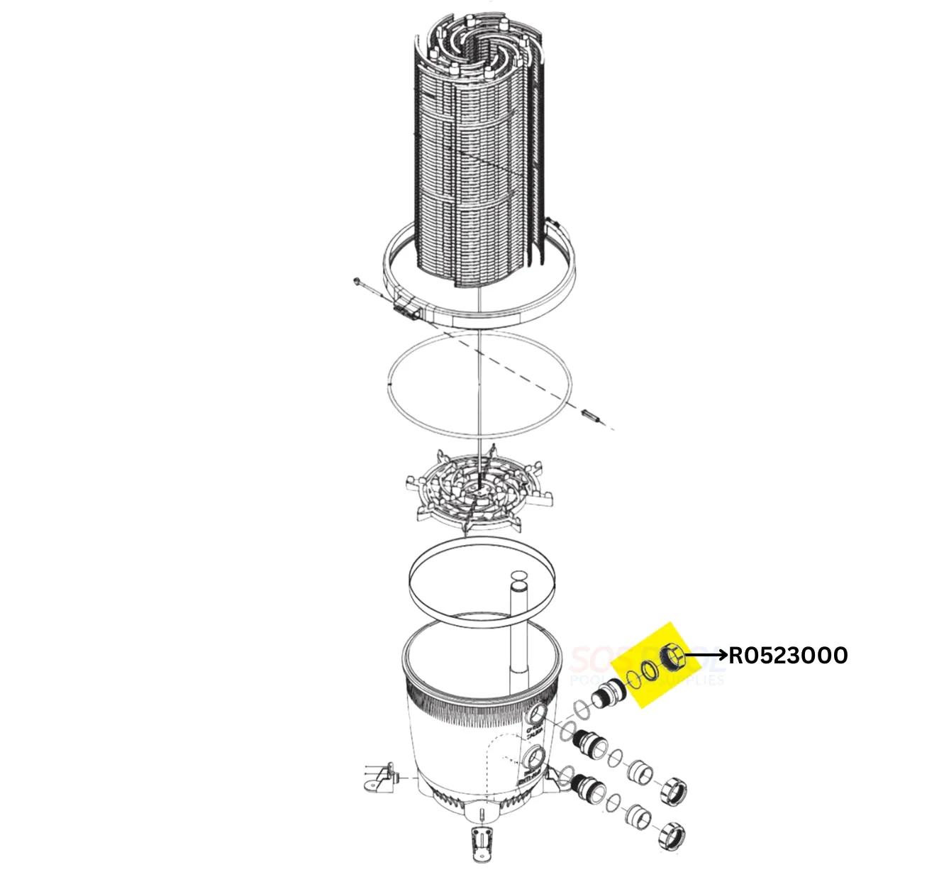 Jandy Drain Cap Assembly With O-Ring For DEV Filters | R0523000