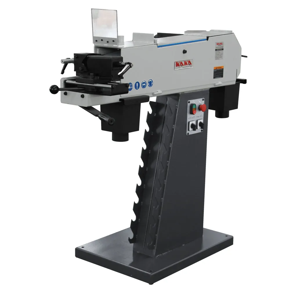 Kaka Industrial PRS-4A Belt Grinder, Belt Sander with Cast Iron Base, Grinds at angle from 30-90 degree, Arc cutting which is ideal for pipe-shaped, 220V-60HZ-3PH