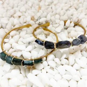 Kassia - Blue or Green Labradorite Brass Cuff