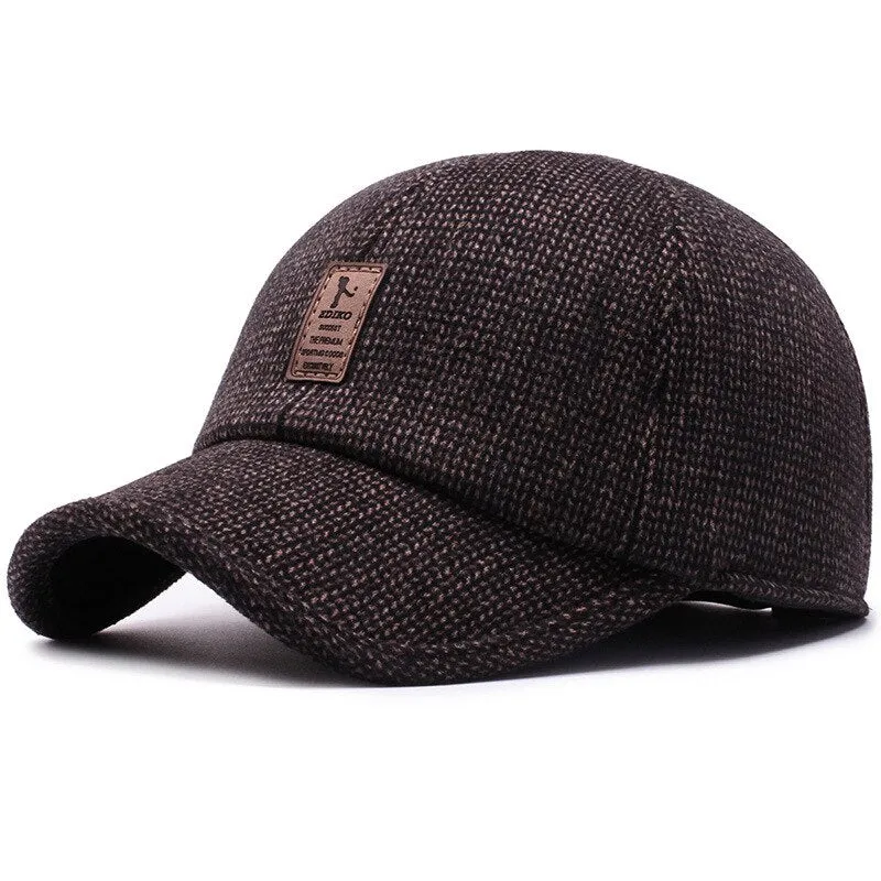 Keep Warm Mens Winter Baseball Caps Earflaps Male Thick Snapback Hats Gorras Hombre Trucker Cap Outdoor Fitted Hat