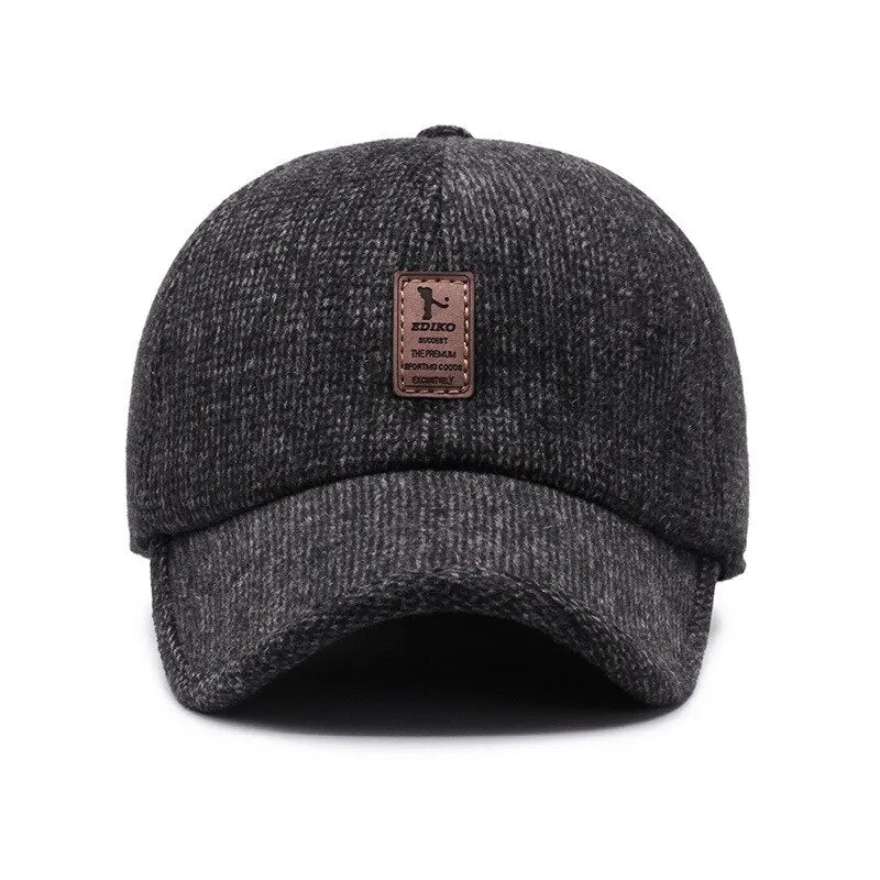 Keep Warm Mens Winter Baseball Caps Earflaps Male Thick Snapback Hats Gorras Hombre Trucker Cap Outdoor Fitted Hat