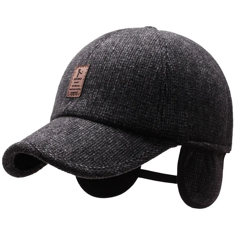 Keep Warm Mens Winter Baseball Caps Earflaps Male Thick Snapback Hats Gorras Hombre Trucker Cap Outdoor Fitted Hat