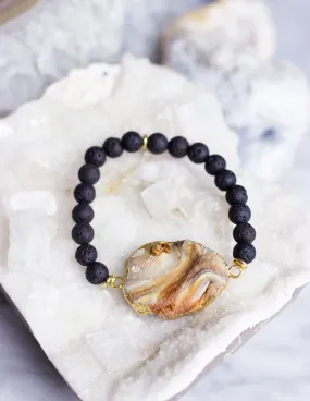 LAVA BEADS/ QUARTZ BRACELET- 0713