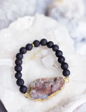 LAVA BEADS/ QUARTZ BRACELET- 0715