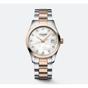 Longines Conquest SS & Rose PVD Classic MOP Diamond 34mm