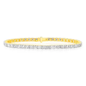 Luminesce Lab Grown 10ct Yellow Gold Tennis Bracelet in 7 Carat Diamond