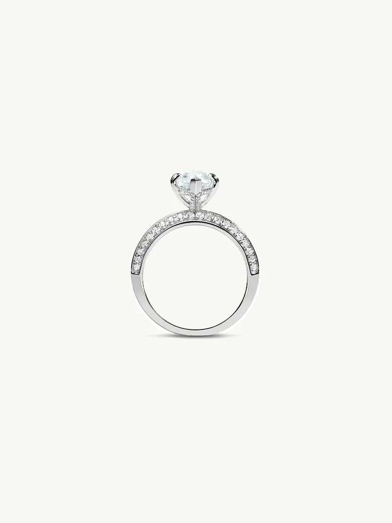 Marei Diamond Halo Marquise-Cut White Aquamarine Engagement Ring In Platinum