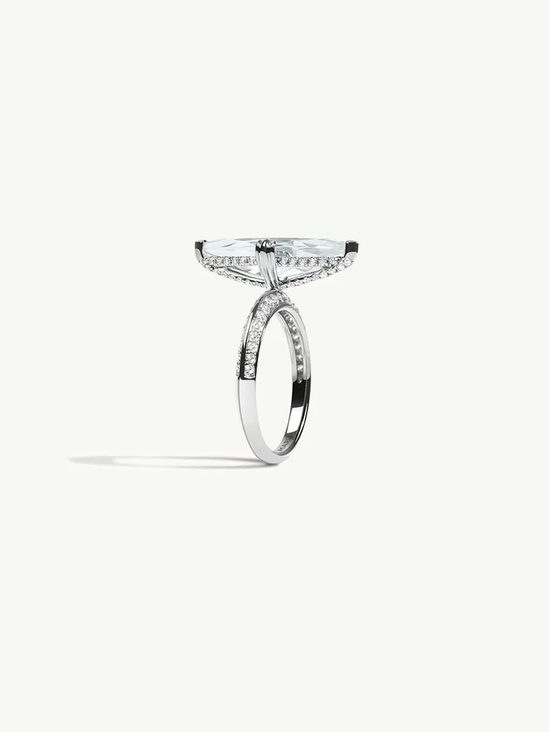 Marei Diamond Halo Marquise-Cut White Aquamarine Engagement Ring In Platinum