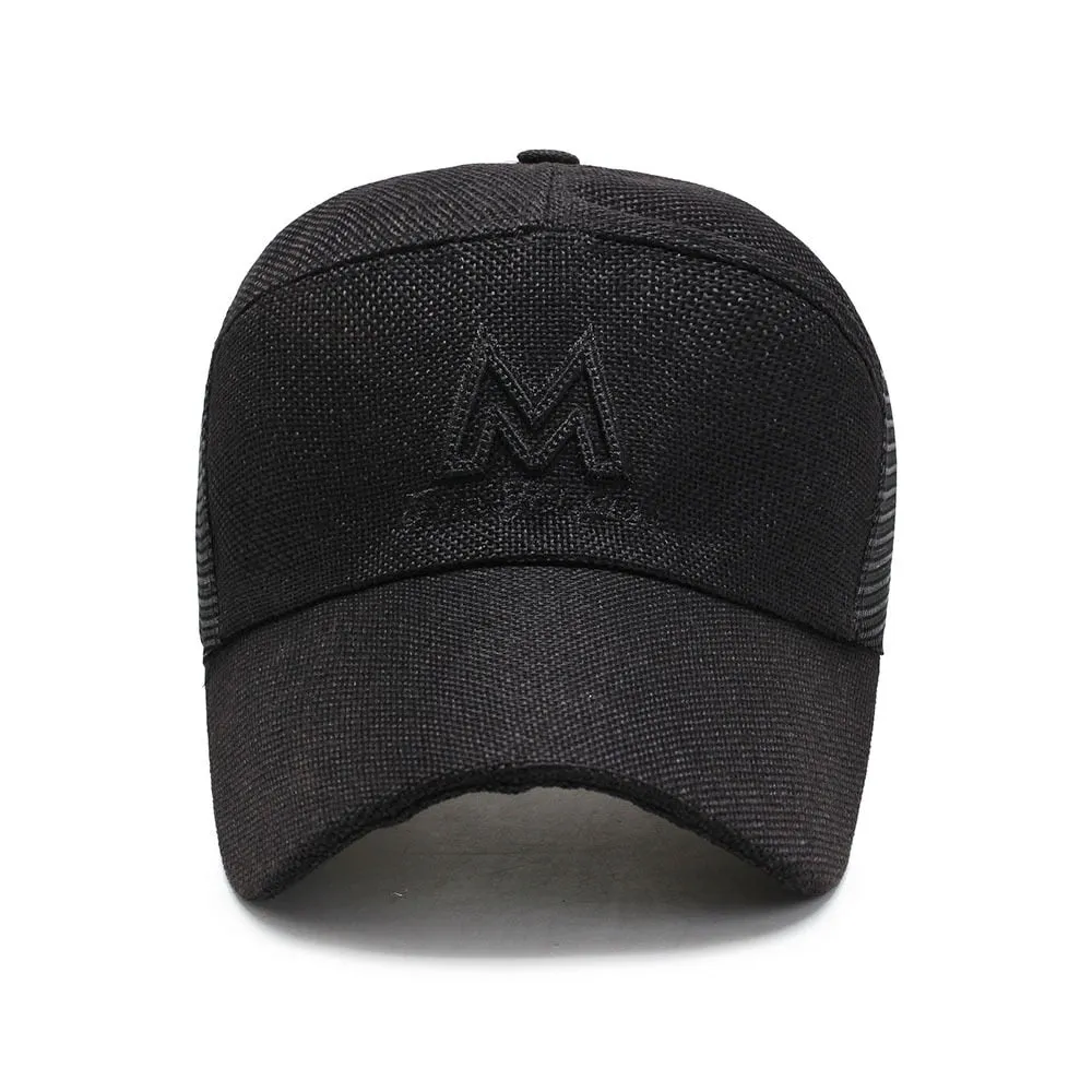 Mesh Patchwork Baseball Cap Spring Summer M Embroidery Cotton Sunhat Adjustable Men Women Sports Breathable Caps Hip Hop Dad Hat