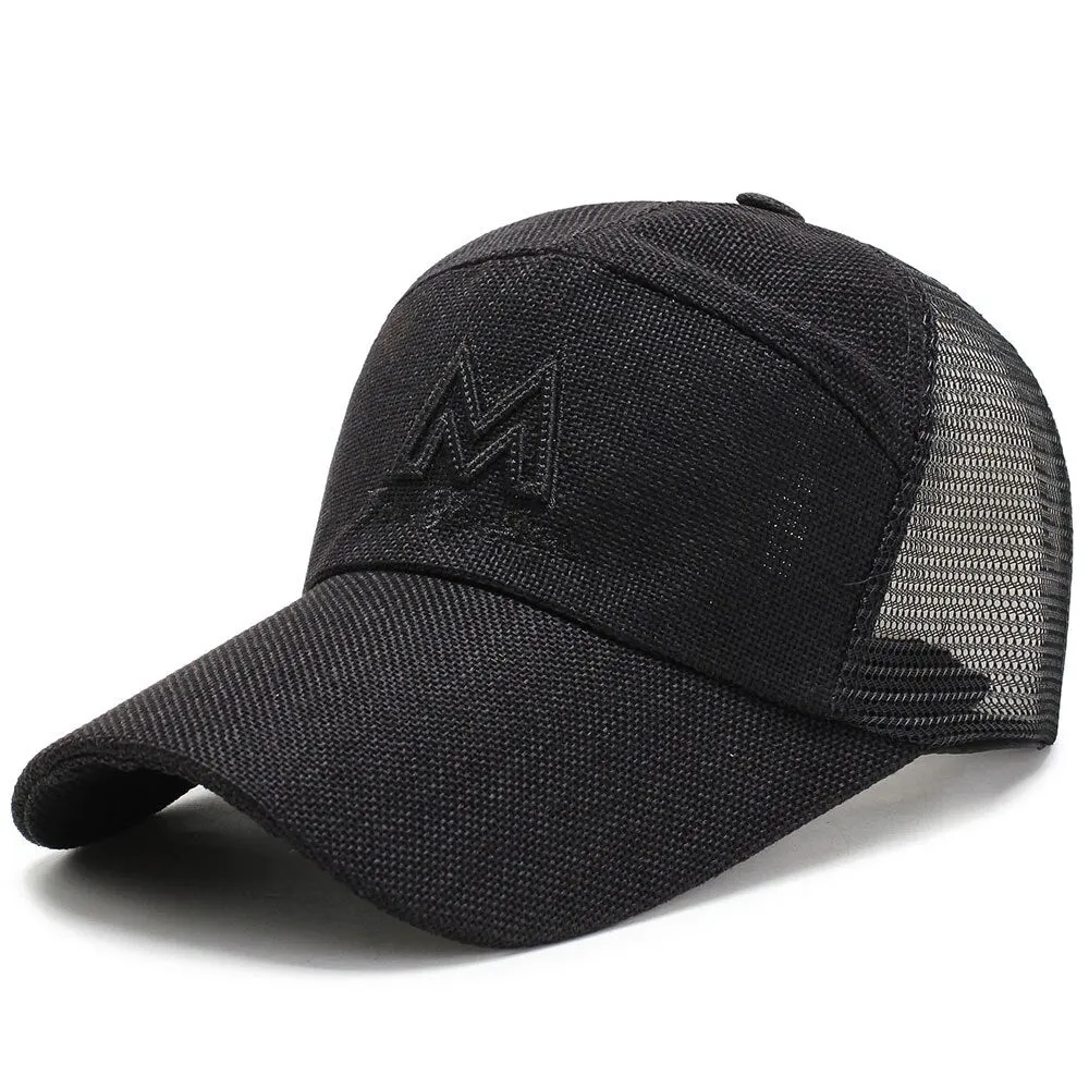Mesh Patchwork Baseball Cap Spring Summer M Embroidery Cotton Sunhat Adjustable Men Women Sports Breathable Caps Hip Hop Dad Hat