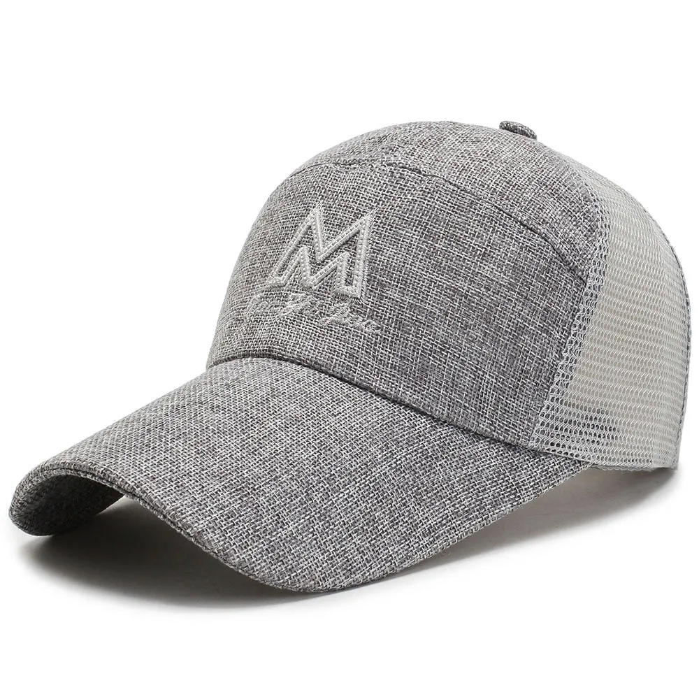 Mesh Patchwork Baseball Cap Spring Summer M Embroidery Cotton Sunhat Adjustable Men Women Sports Breathable Caps Hip Hop Dad Hat