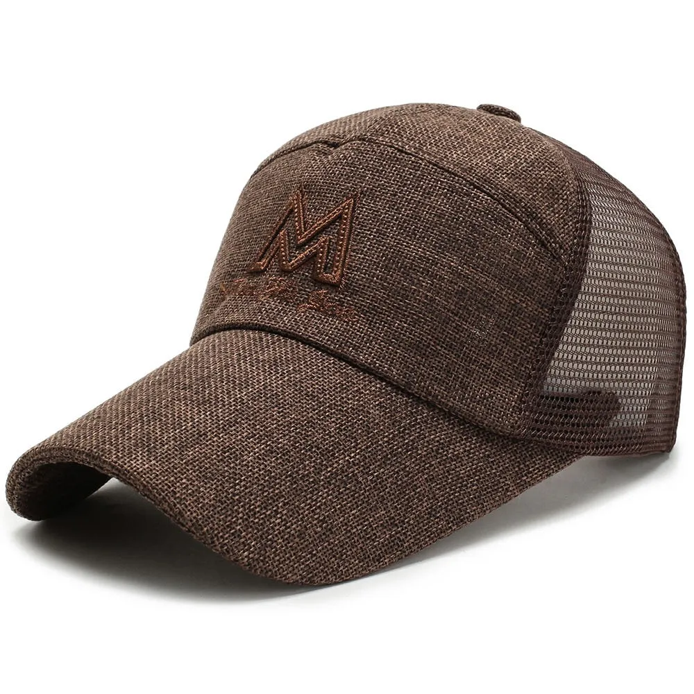 Mesh Patchwork Baseball Cap Spring Summer M Embroidery Cotton Sunhat Adjustable Men Women Sports Breathable Caps Hip Hop Dad Hat