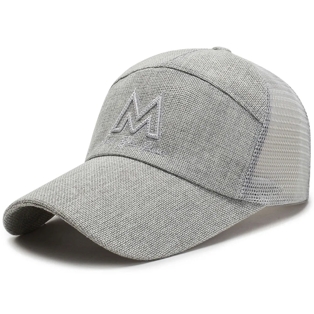 Mesh Patchwork Baseball Cap Spring Summer M Embroidery Cotton Sunhat Adjustable Men Women Sports Breathable Caps Hip Hop Dad Hat