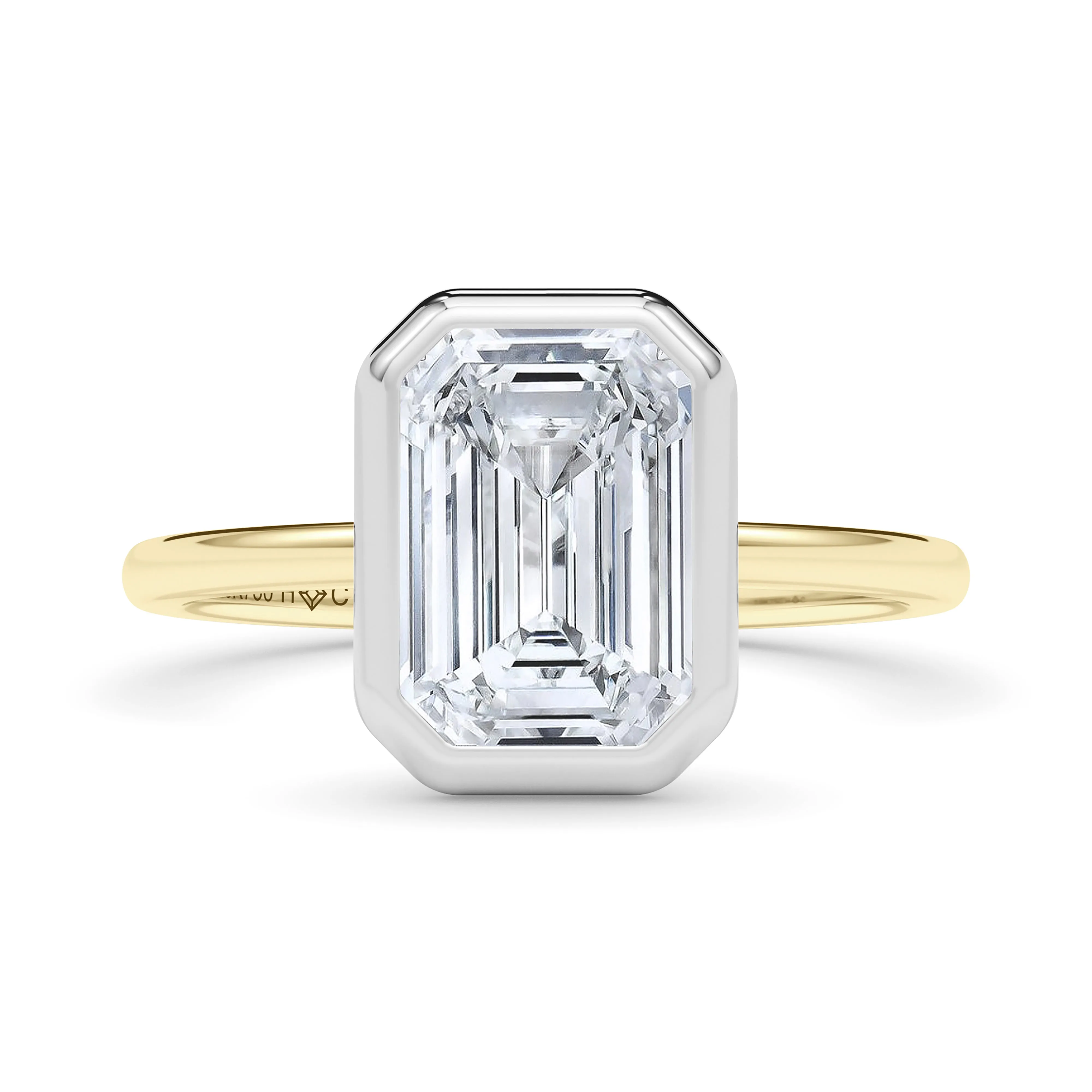 Mixed Metal Bezel Emerald Diamond Ring