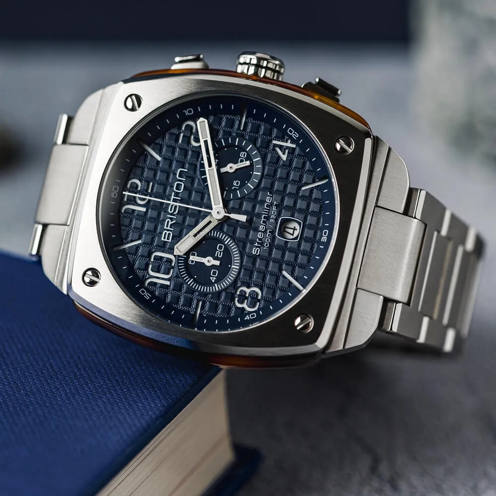 MONTRE BRISTON - STREAMLINER URBAN CHRONO ACIER ET ACÉTATE – BLEU