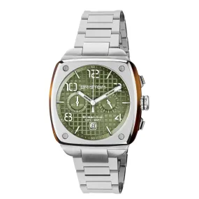 MONTRE BRISTON - STREAMLINER URBAN CHRONO ACIER ET ACÉTATE – VERT OLIVE
