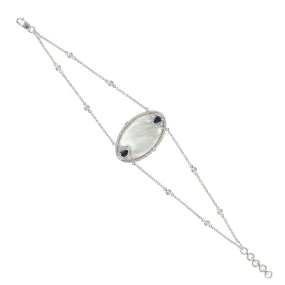 Mother Of Pearl Pave Diamond Designer Statement Hand Bracelet 18K Gold Jewelry
