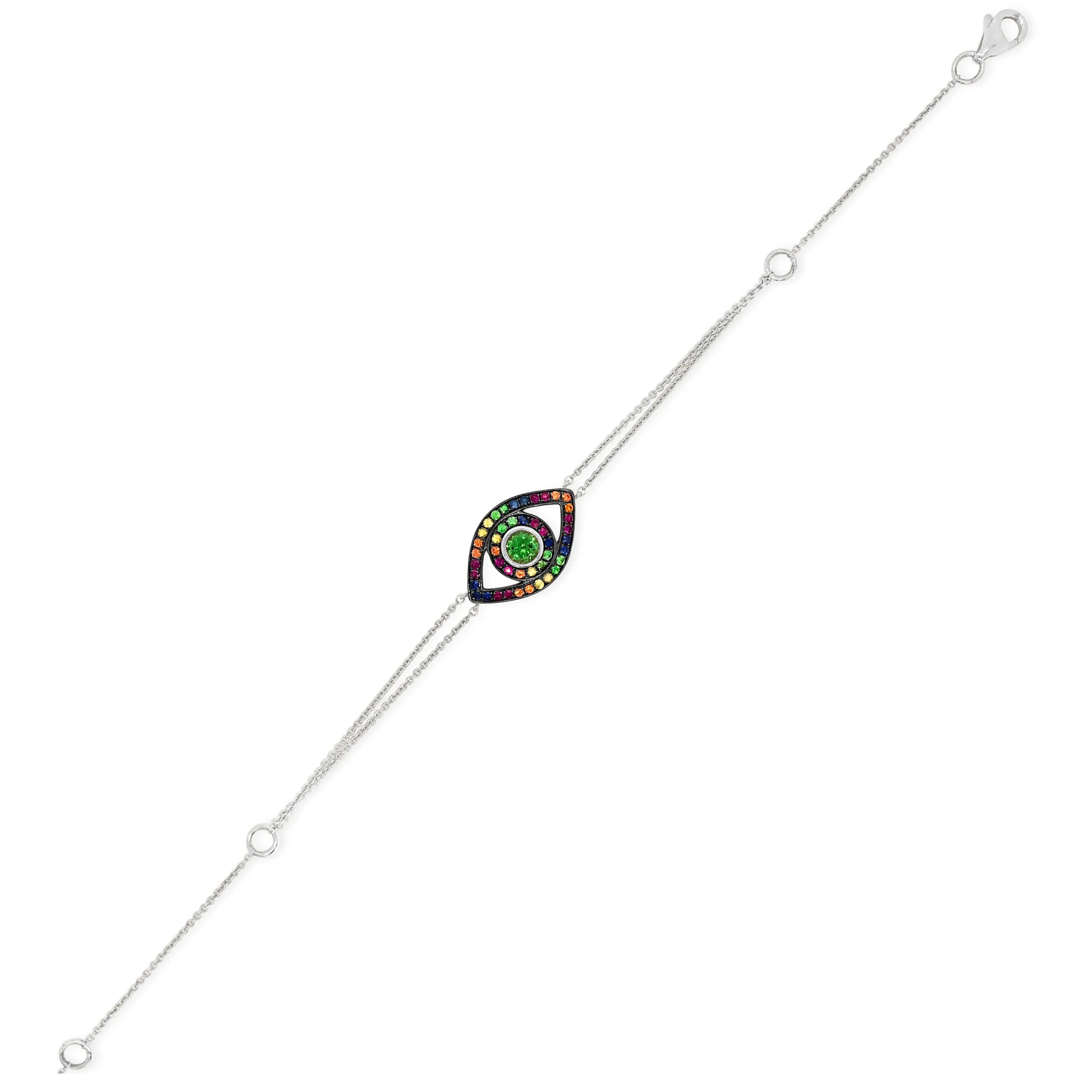 Multicolor Gemstone Evil Eye Fashion Bracelet