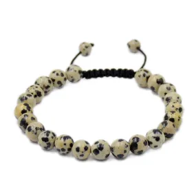 Natural Dalmation Jasper 8mm Gemstone Healing Power Crystal Adjustable Macrame Bracelet