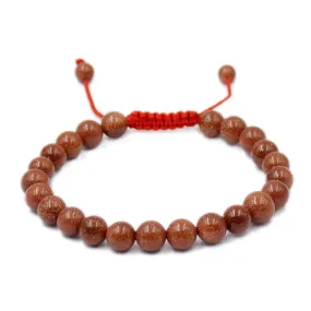 Natural Golden Sandstone 8mm Gemstone Healing Power Crystal Adjustable Macrame Bracelet
