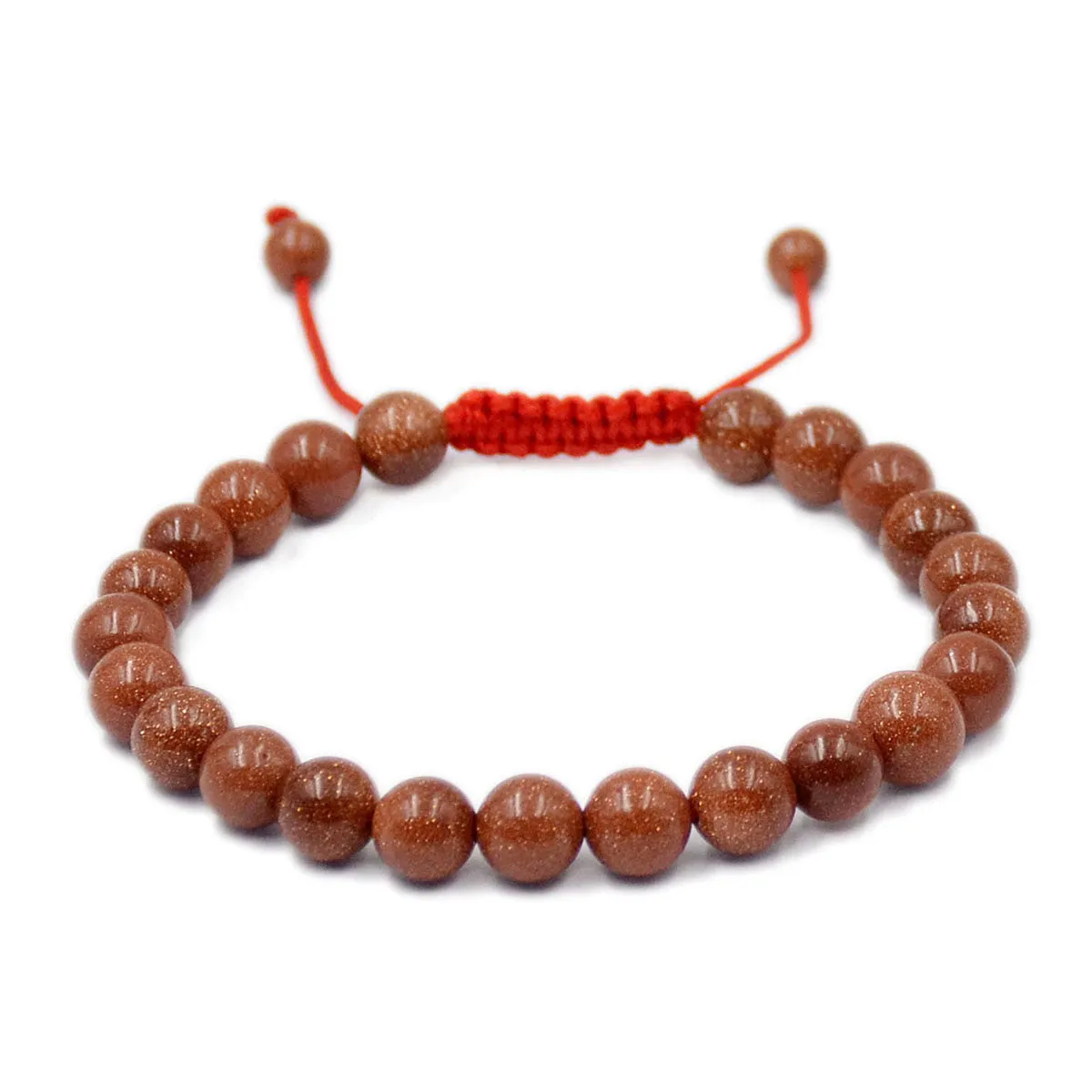 Natural Golden Sandstone 8mm Gemstone Healing Power Crystal Adjustable Macrame Bracelet