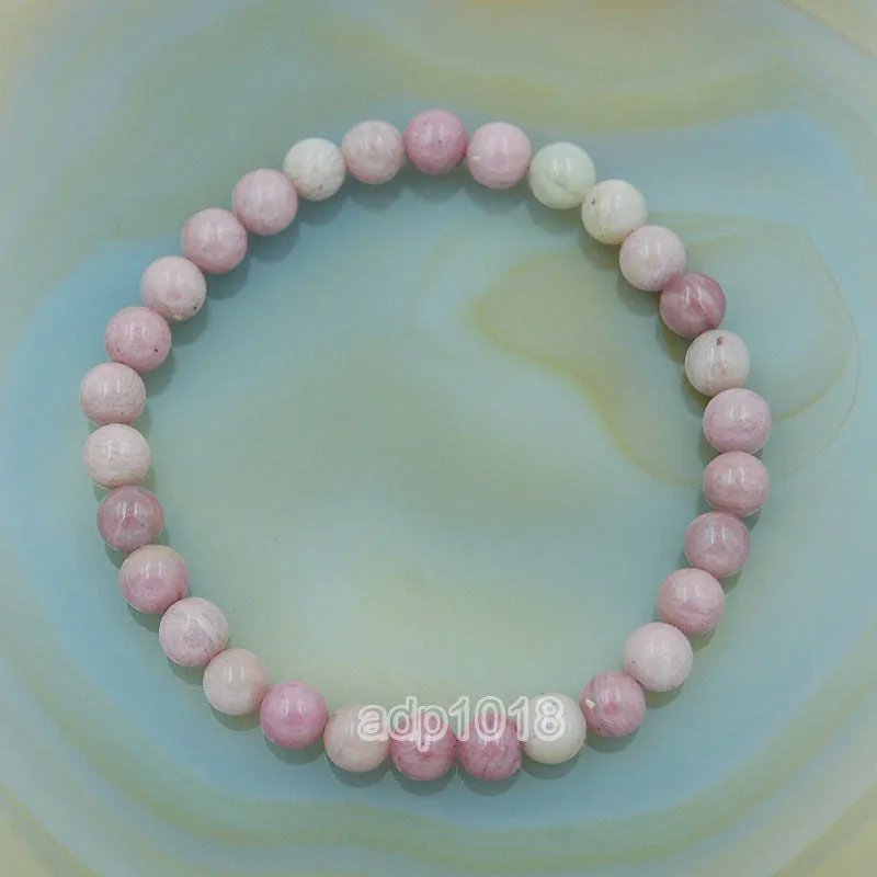 Natural Rhodochrosite Gemstone Beads Stretch Bracelet Healing Reiki