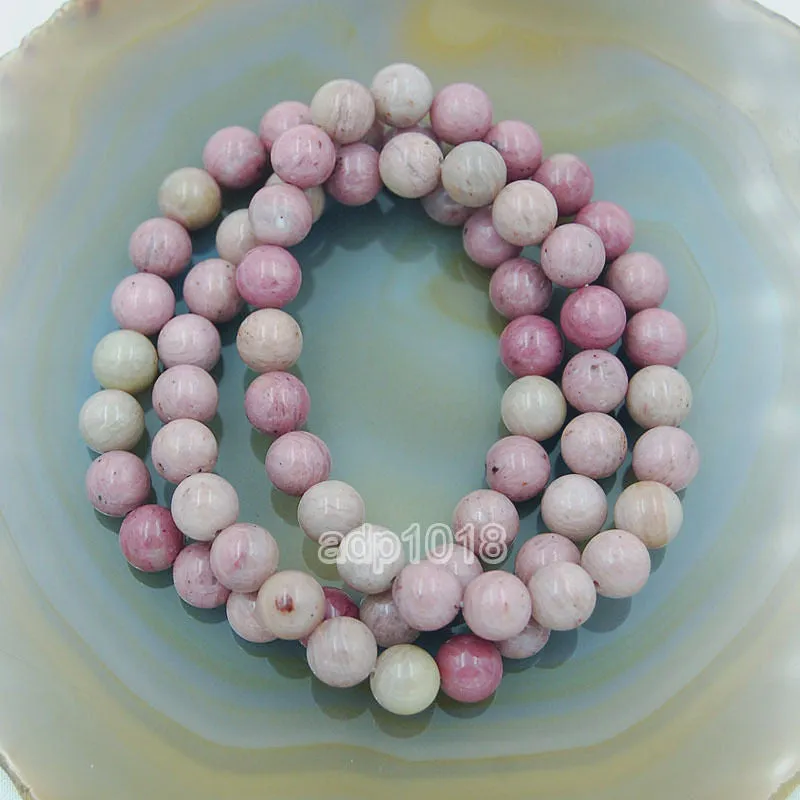 Natural Rhodochrosite Gemstone Beads Stretch Bracelet Healing Reiki