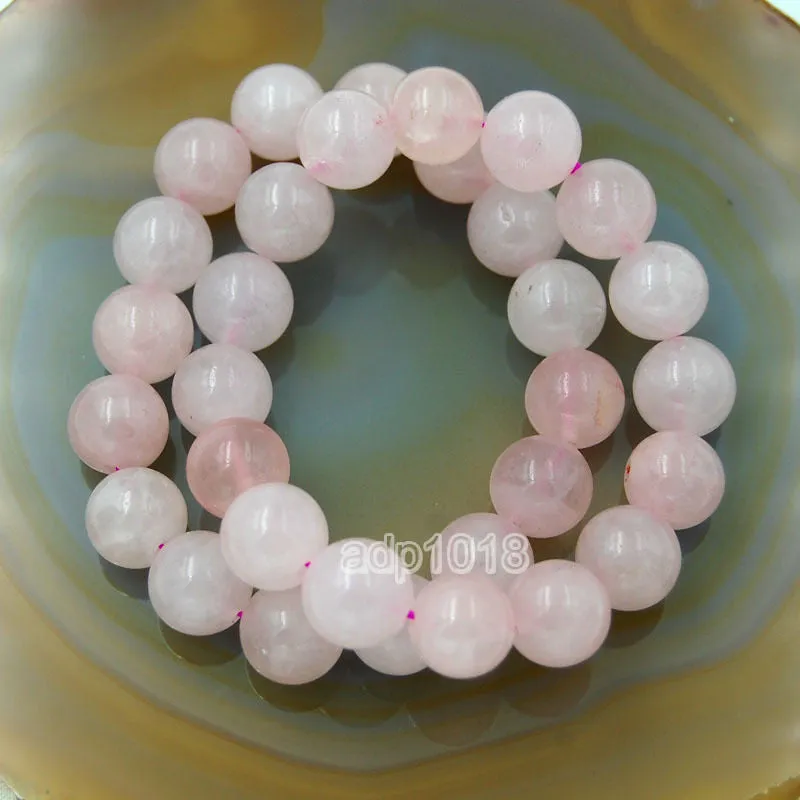 Natural Rose Quartz Gemstone Beads Stretch Bracelet Healing Reiki