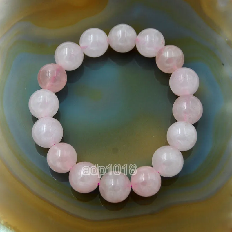 Natural Rose Quartz Gemstone Beads Stretch Bracelet Healing Reiki
