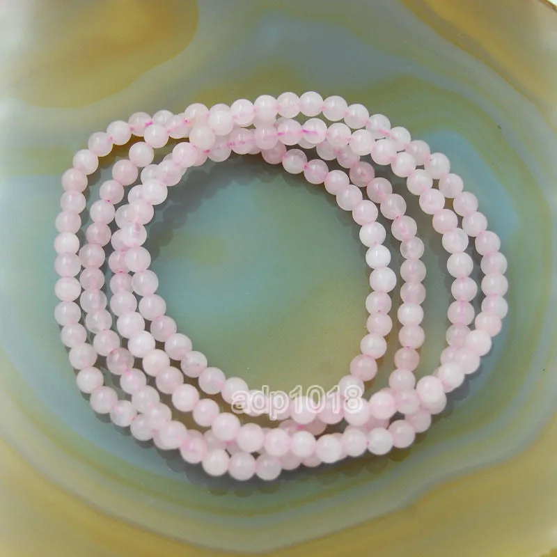 Natural Rose Quartz Gemstone Beads Stretch Bracelet Healing Reiki