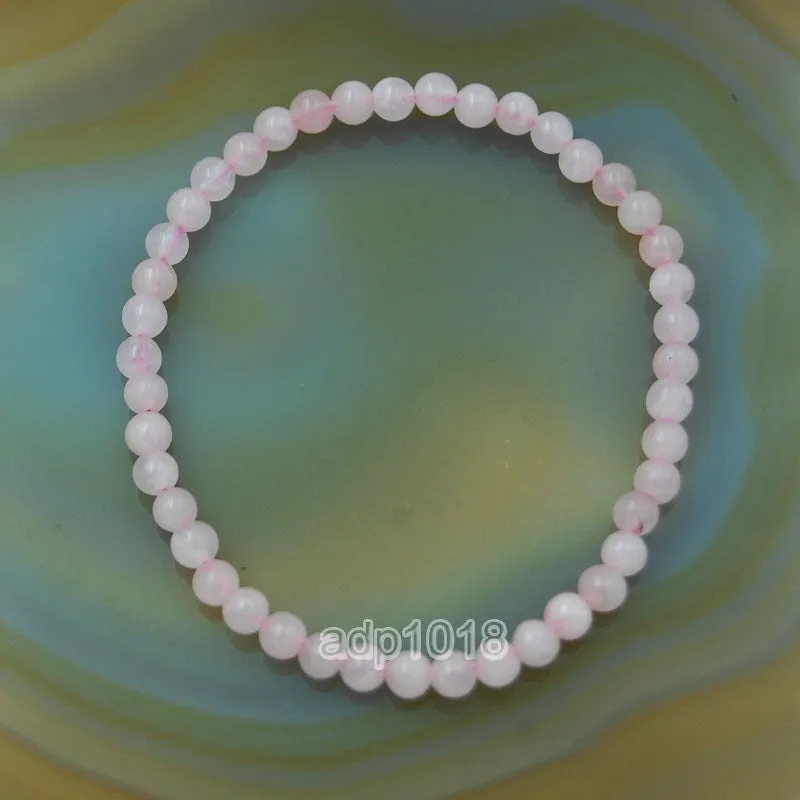 Natural Rose Quartz Gemstone Beads Stretch Bracelet Healing Reiki