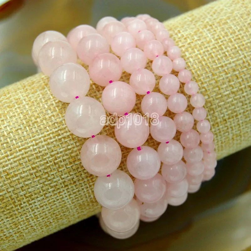 Natural Rose Quartz Gemstone Beads Stretch Bracelet Healing Reiki