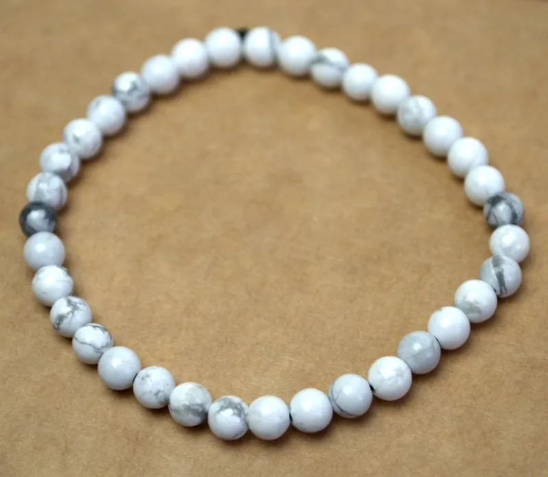 Natural white howlite bracelet Balance stretch gemstone bracelet Stress relief bracelets Insomnia bracelet Gifts for her Valentines day gift