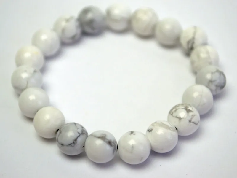 Natural white howlite bracelet Balance stretch gemstone bracelet Stress relief bracelets Insomnia bracelet Gifts for her Valentines day gift