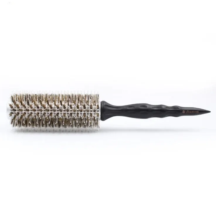 New Natural Boar Bristle Round Design Handle Hair Rolling Brush For Hair Drying Styling