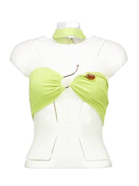 Oh Polly Green Cielo Hardware Detail Choker Crop Top UK 8