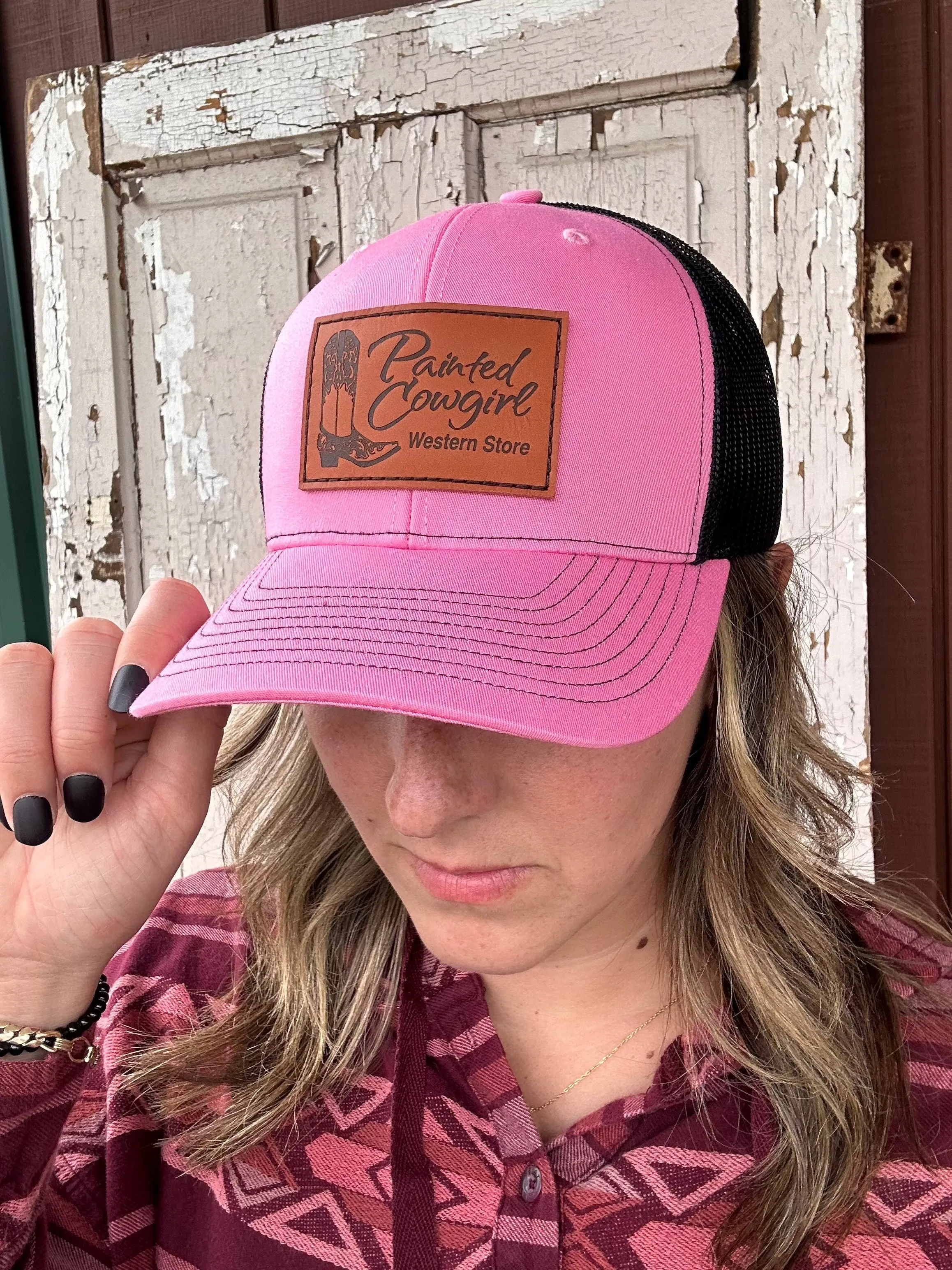 Painted Cowgirl Pink / Black Unisex Ball Cap