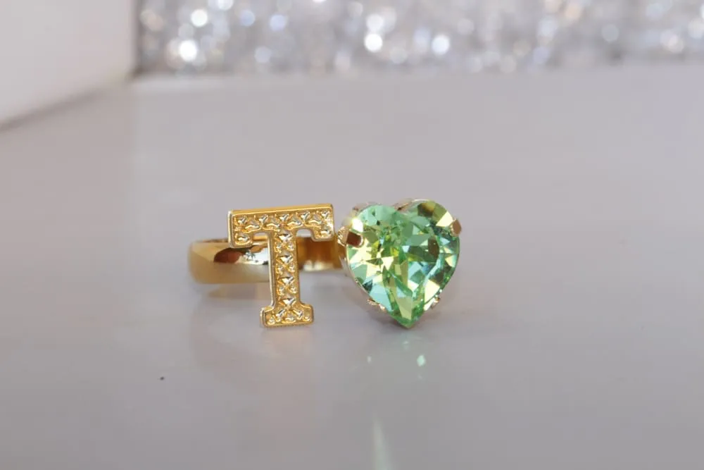 PERIDOT HEART RING