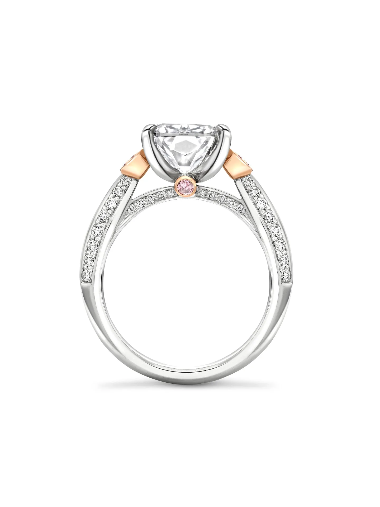 Petal Ashoka White and Pink Diamond Platinum Ring