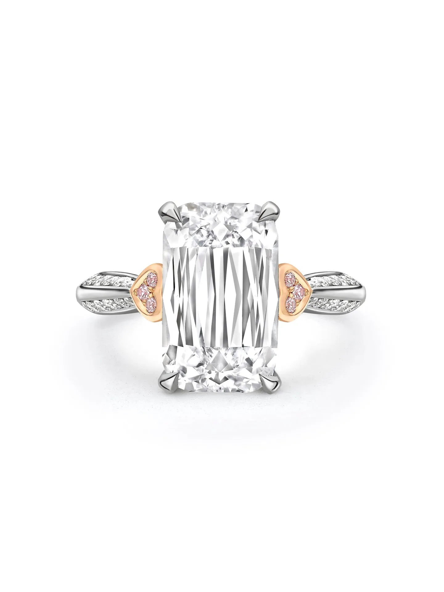 Petal Ashoka White and Pink Diamond Platinum Ring