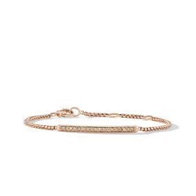 Petite Pave Bar Bracelet in 18K Rose Gold with Cognac Diamonds