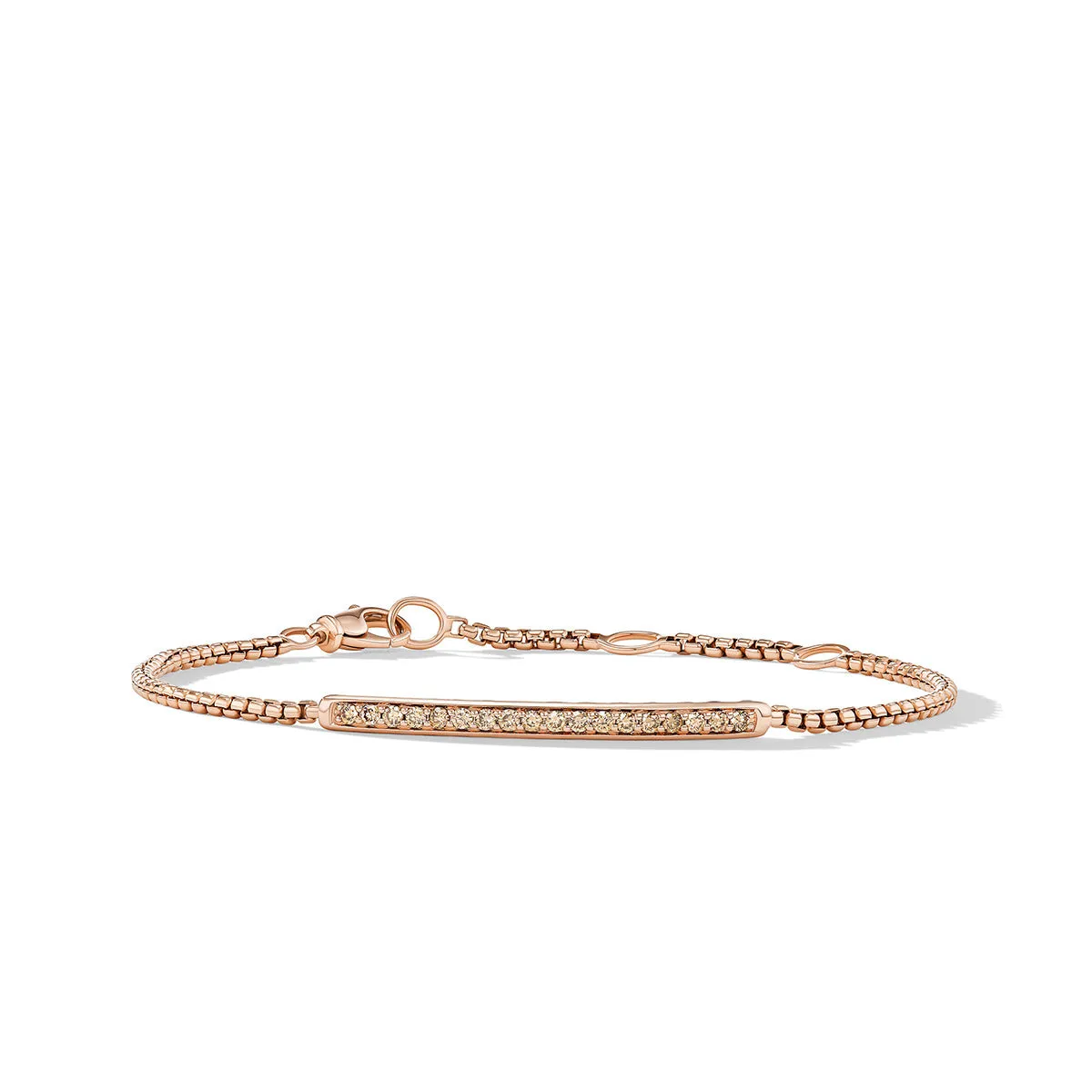 Petite Pave Bar Bracelet in 18K Rose Gold with Cognac Diamonds