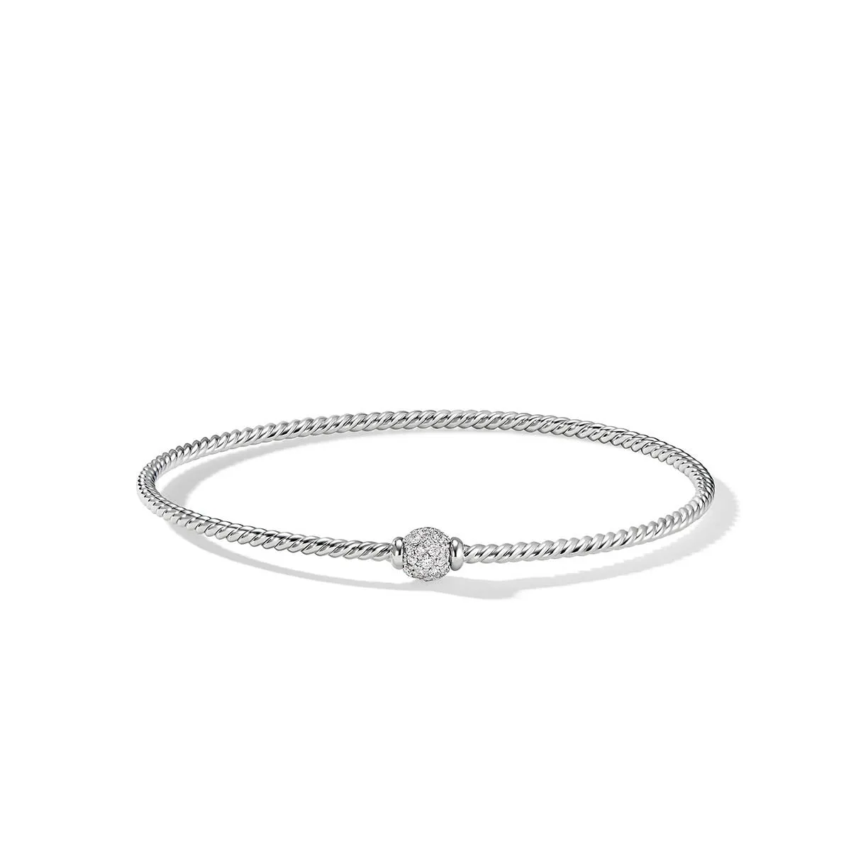 Petite Solari Bead Station Bracelet in 18K White Gold with Pave Diamonds