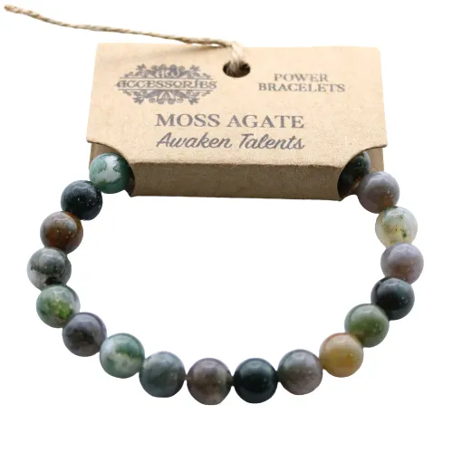 Power Bracelet - Moss Agate | Enhance Prosperity & Mental Concentration