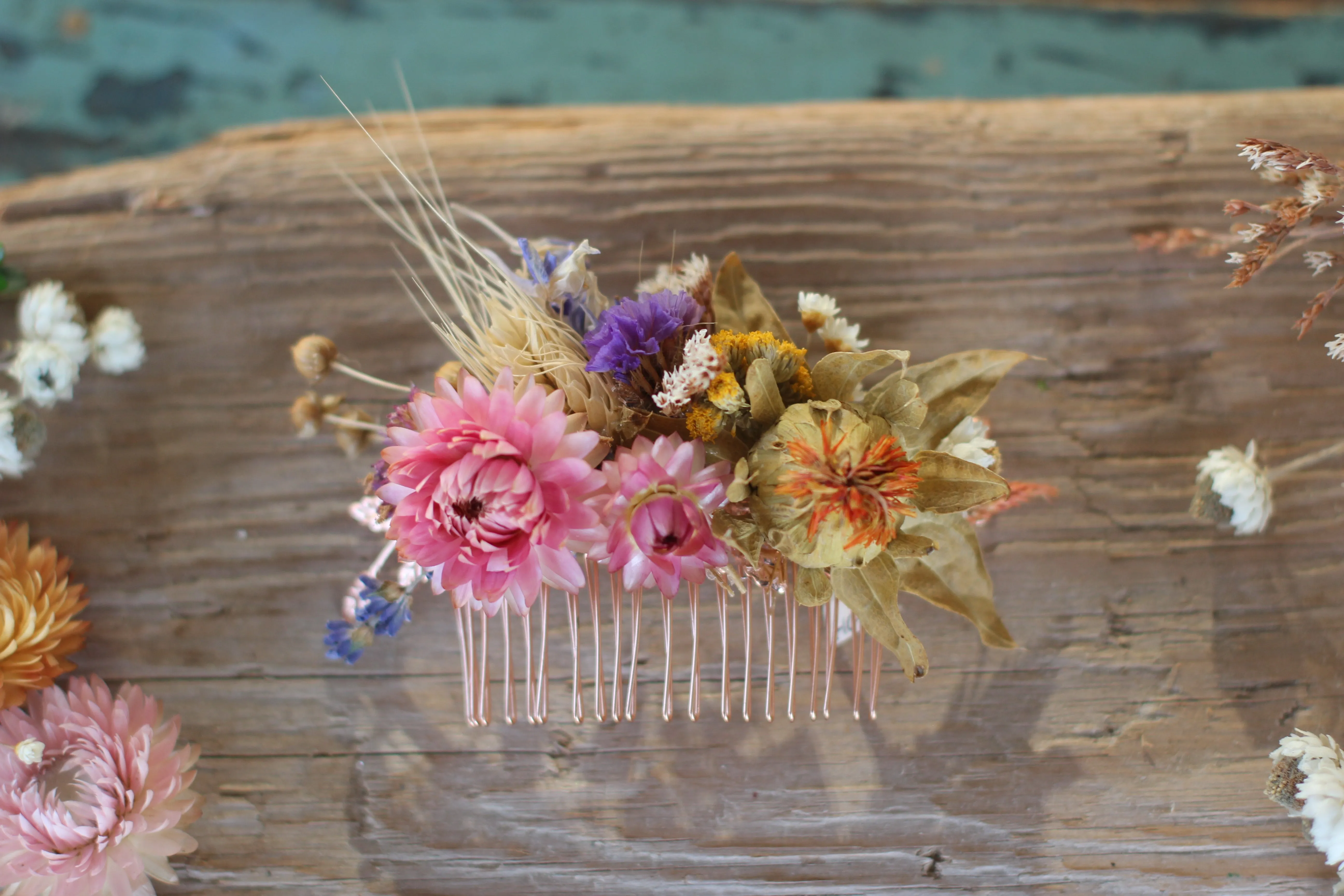 Preorder * Summertime Dried Flowers Hair Comb