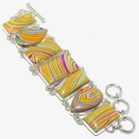Rainbow Calsilica Gemstone Sterling Silver Bracelet