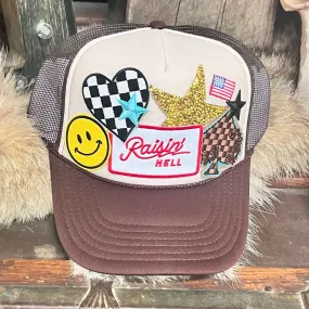 Raisin Hell Brown & Tan Custom Trucker Hat