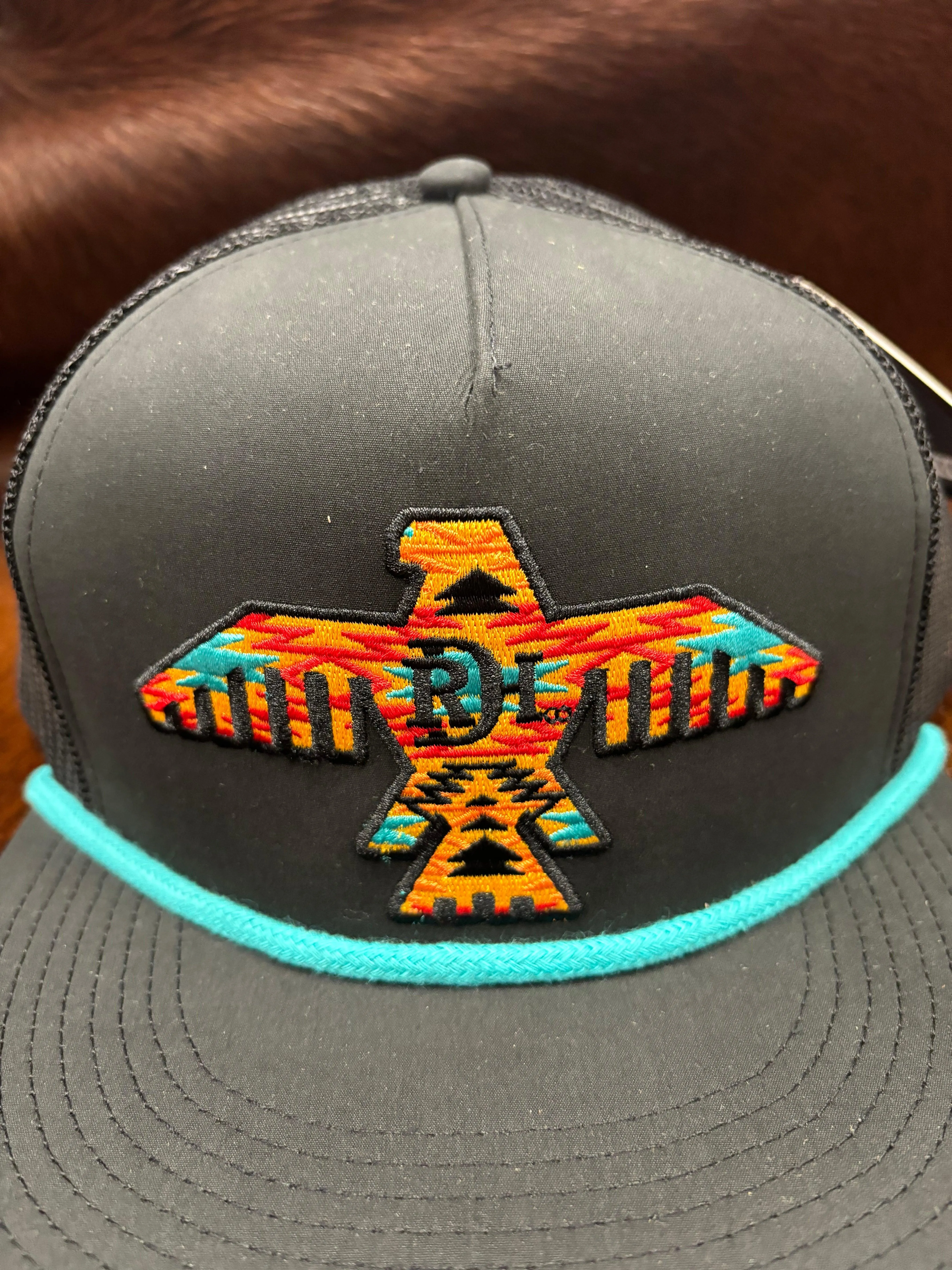 Red Dirt Hat Co. Black Johnny Thunderbird Trucker Snap Back Hat RDHC-390