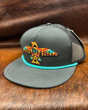 Red Dirt Hat Co. Black Johnny Thunderbird Trucker Snap Back Hat RDHC-390